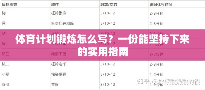 体育计划锻炼怎么写？一份能坚持下来的实用指南