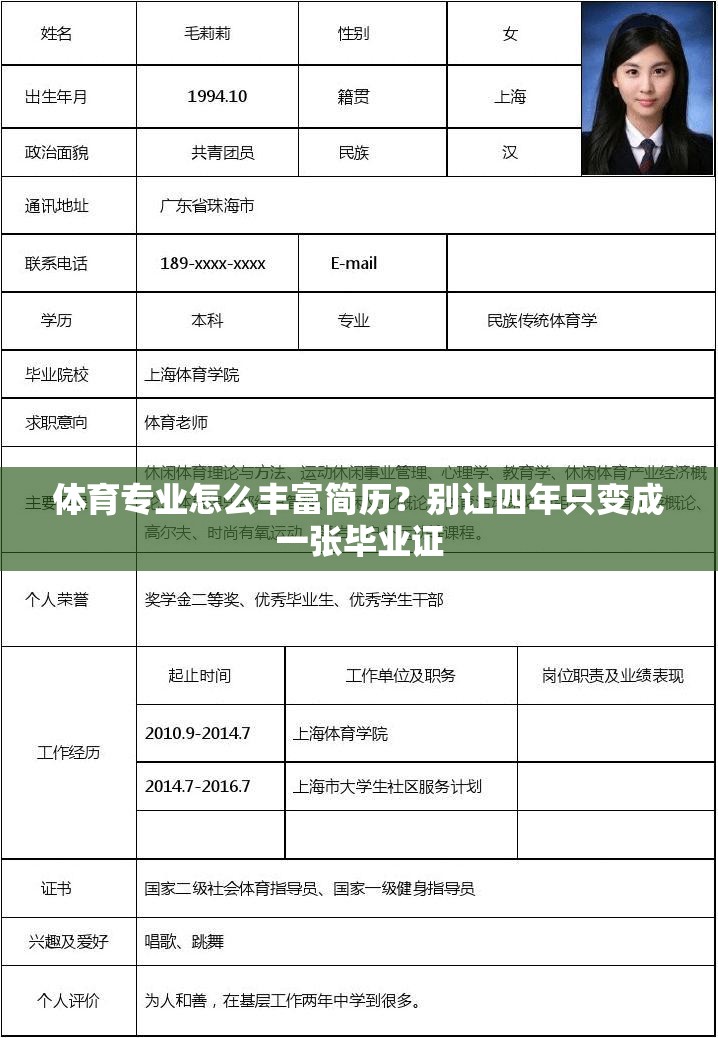 体育专业怎么丰富简历？别让四年只变成一张毕业证
