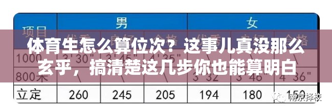 体育生怎么算位次？这事儿真没那么玄乎，搞清楚这几步你也能算明白
