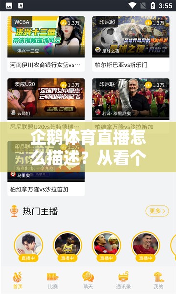 企鹅体育直播怎么描述？从看个球到过日子的陪伴感