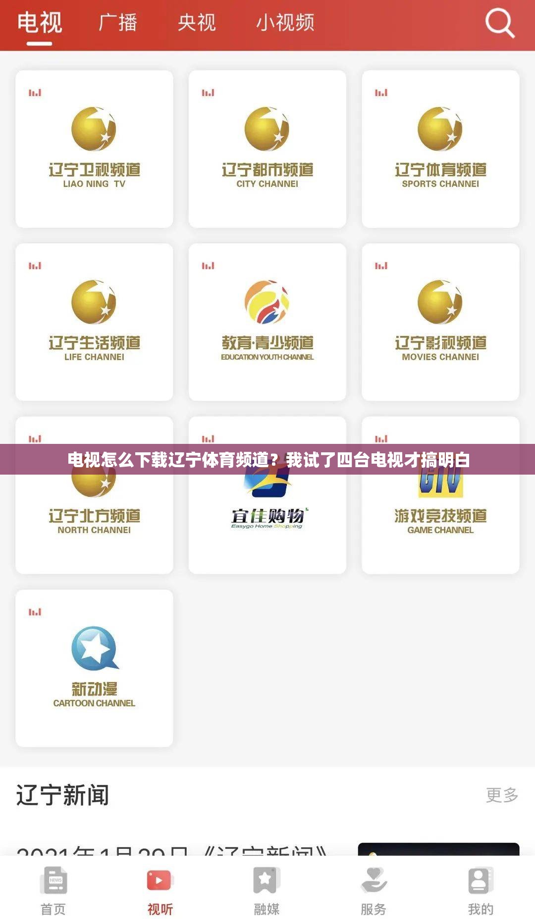 电视怎么下载辽宁体育频道？我试了四台电视才搞明白